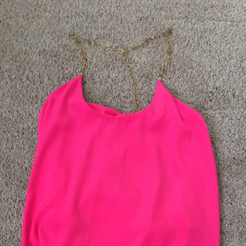 Foreign exchange pink top with gold straps